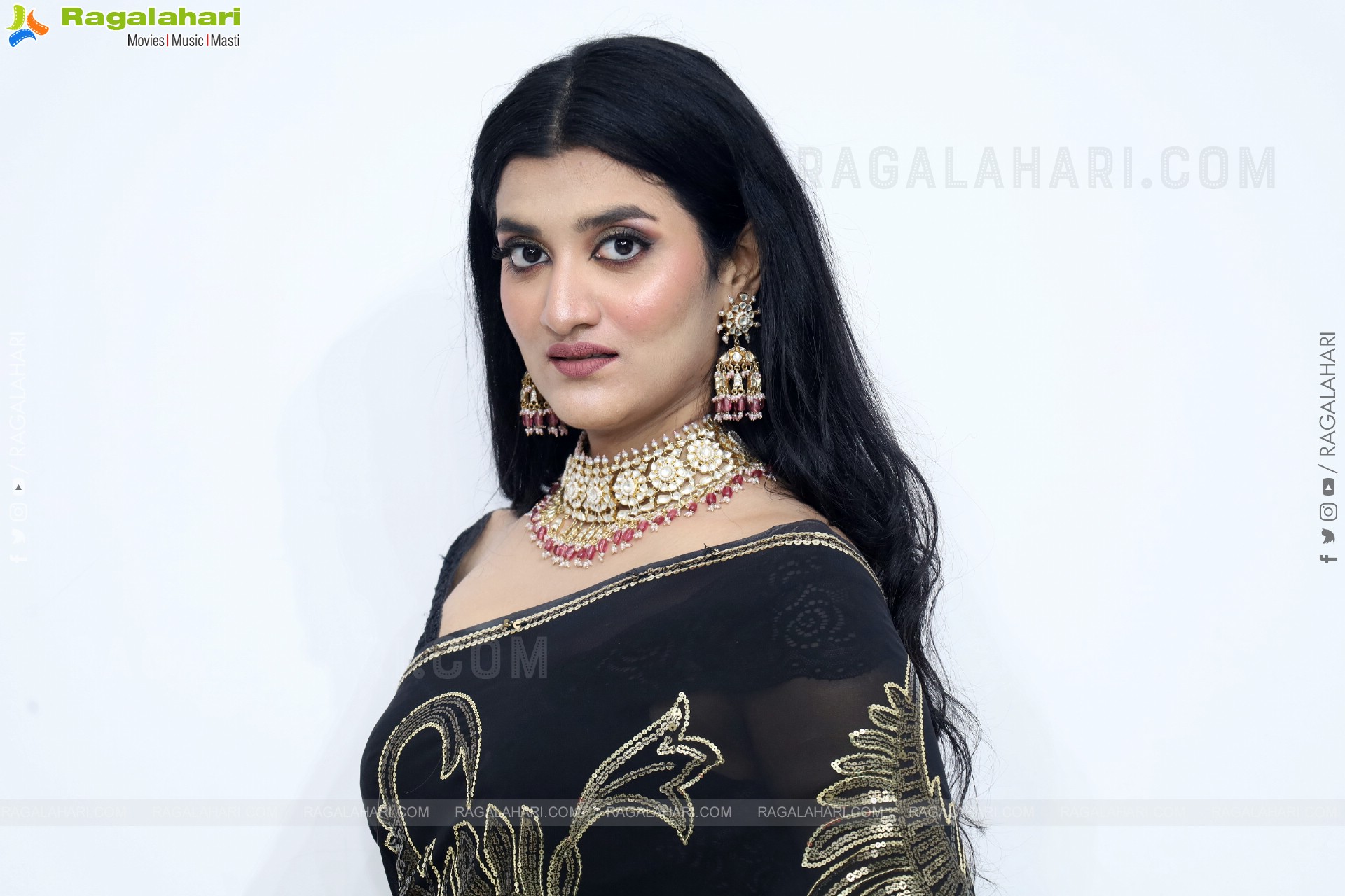Navya Bale stills in Black Designer Saree, HD Gallery
