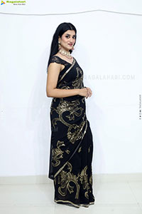 Navya Bale stills in Black Designer Saree, HD Gallery