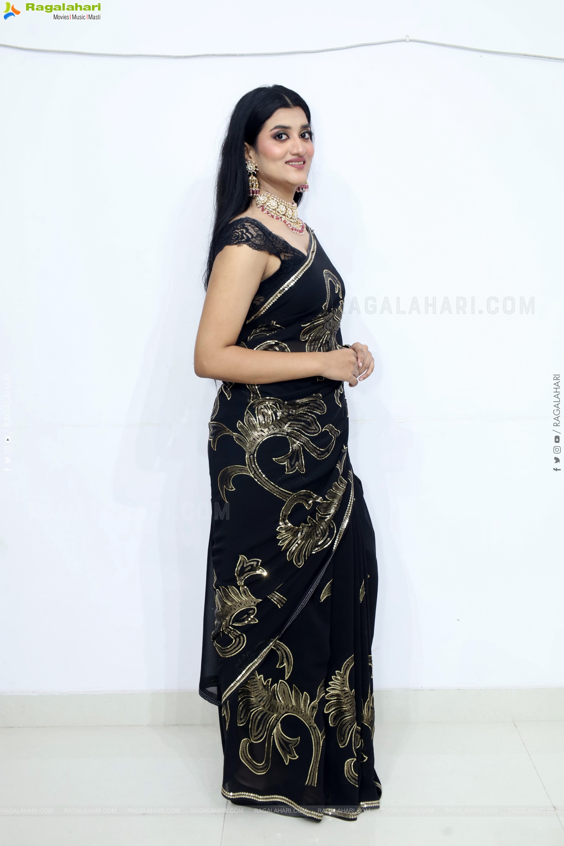 Navya Bale stills in Black Designer Saree, HD Gallery