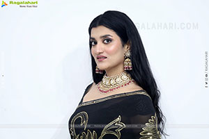 Navya Bale stills in Black Designer Saree, HD Gallery
