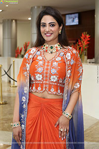 Nirupama stills in Orange Colour Designer Dress, HD Gallery
