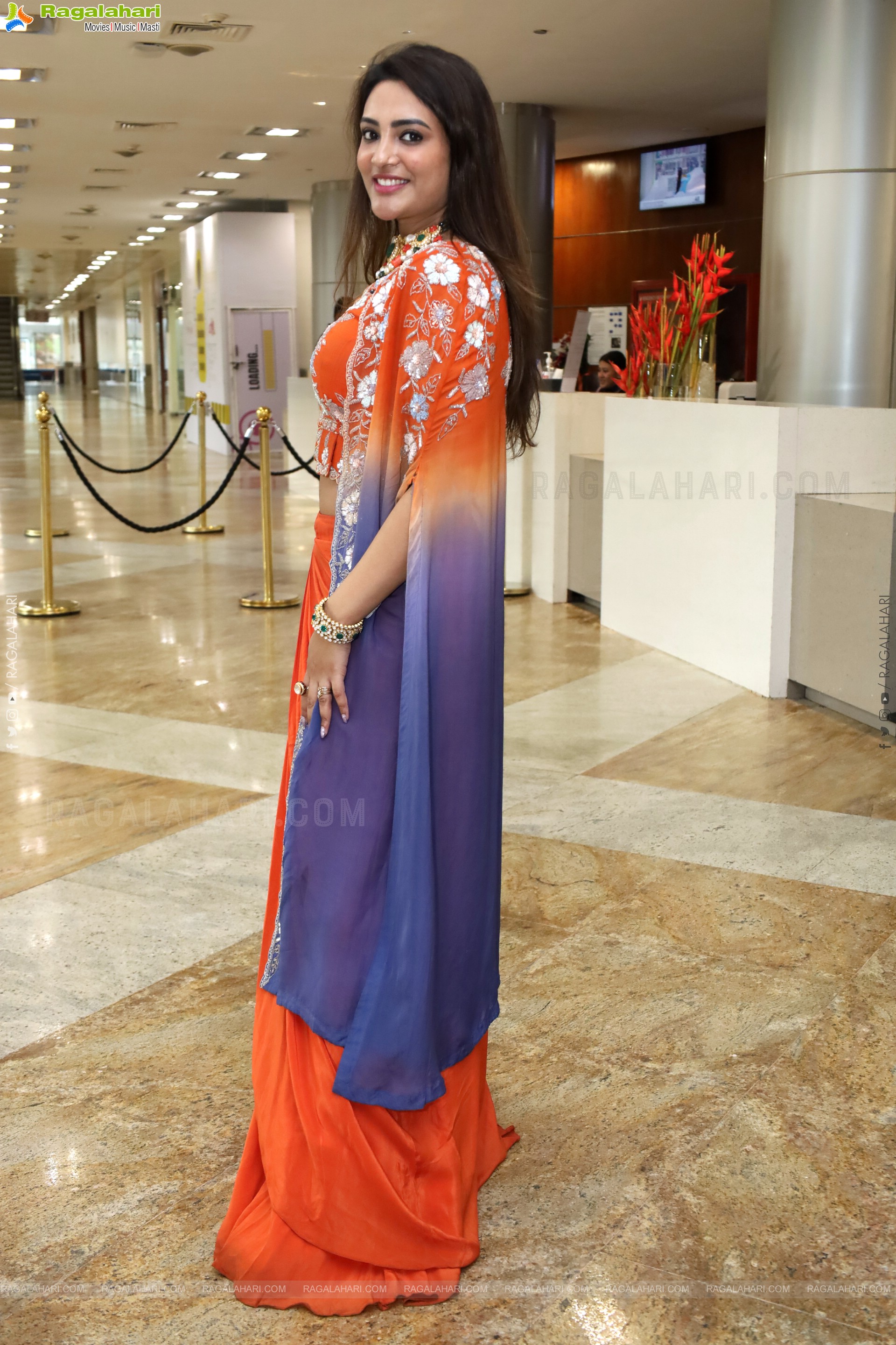 Nirupama stills in Orange Colour Designer Dress, HD Gallery