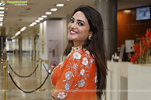 Nirupama stills in Orange Colour Designer Dress, HD Gallery