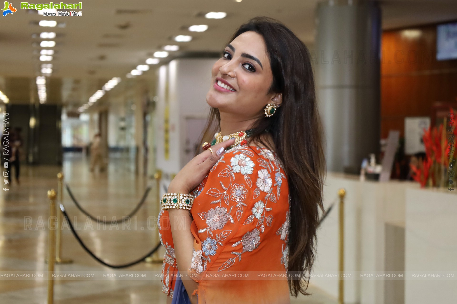 Nirupama stills in Orange Colour Designer Dress, HD Gallery
