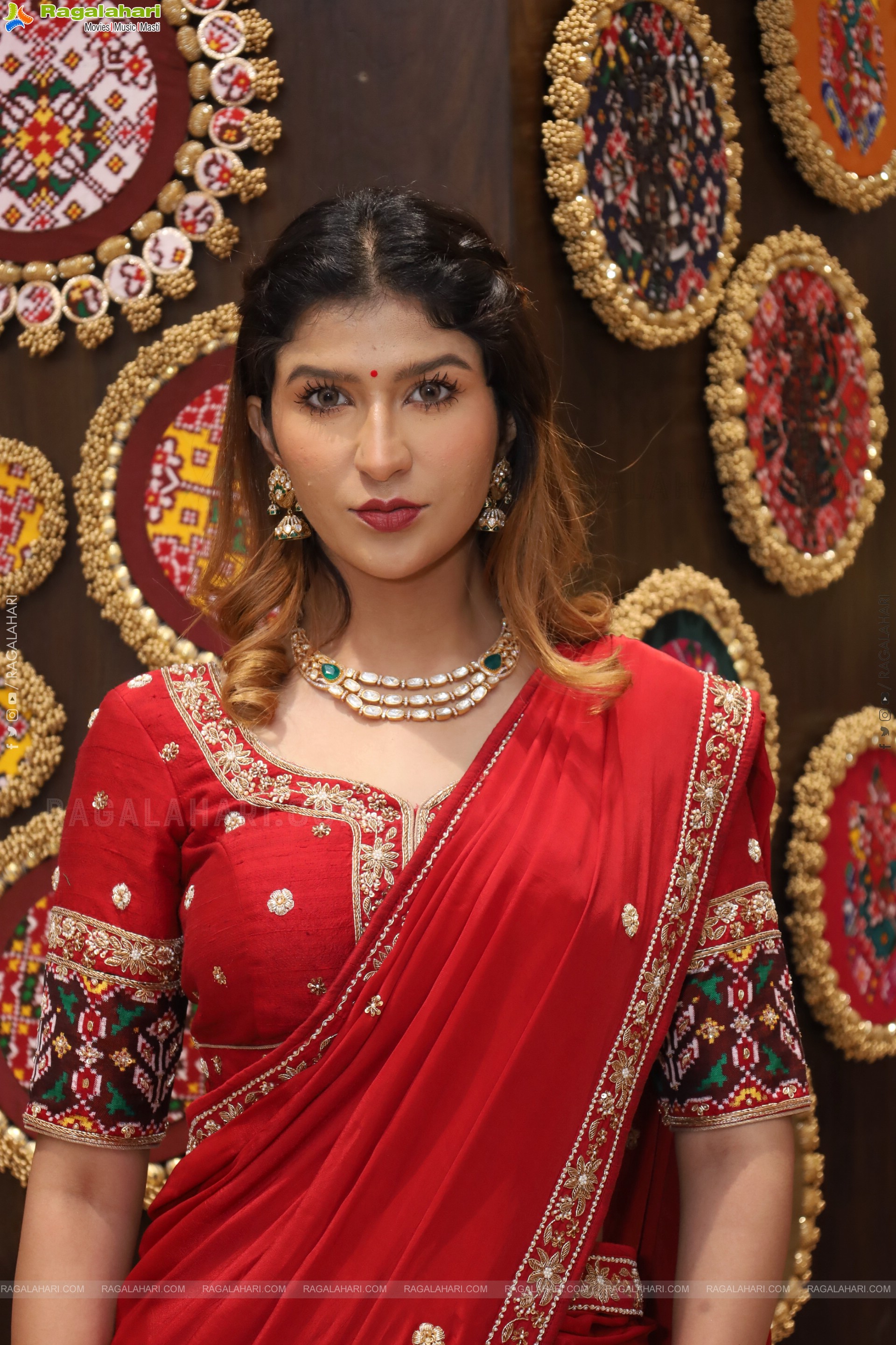 Riya Singh in Dazzling Red Designer Half Saree, HD Gallery