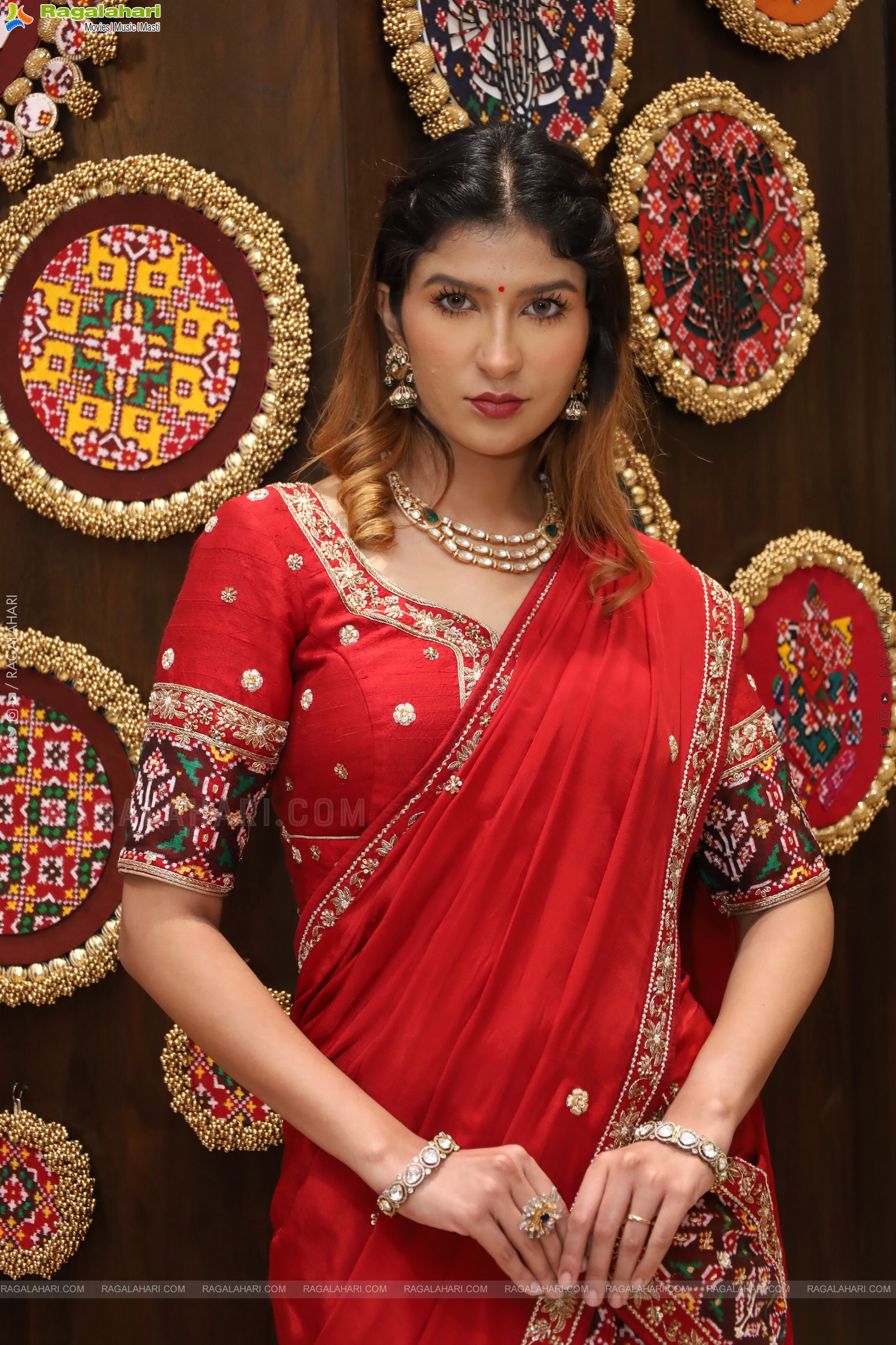 Riya Singh in Dazzling Red Designer Half Saree, HD Gallery