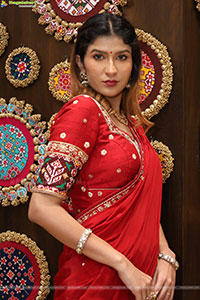 Riya Singh in Dazzling Red Designer Half Saree, HD Gallery
