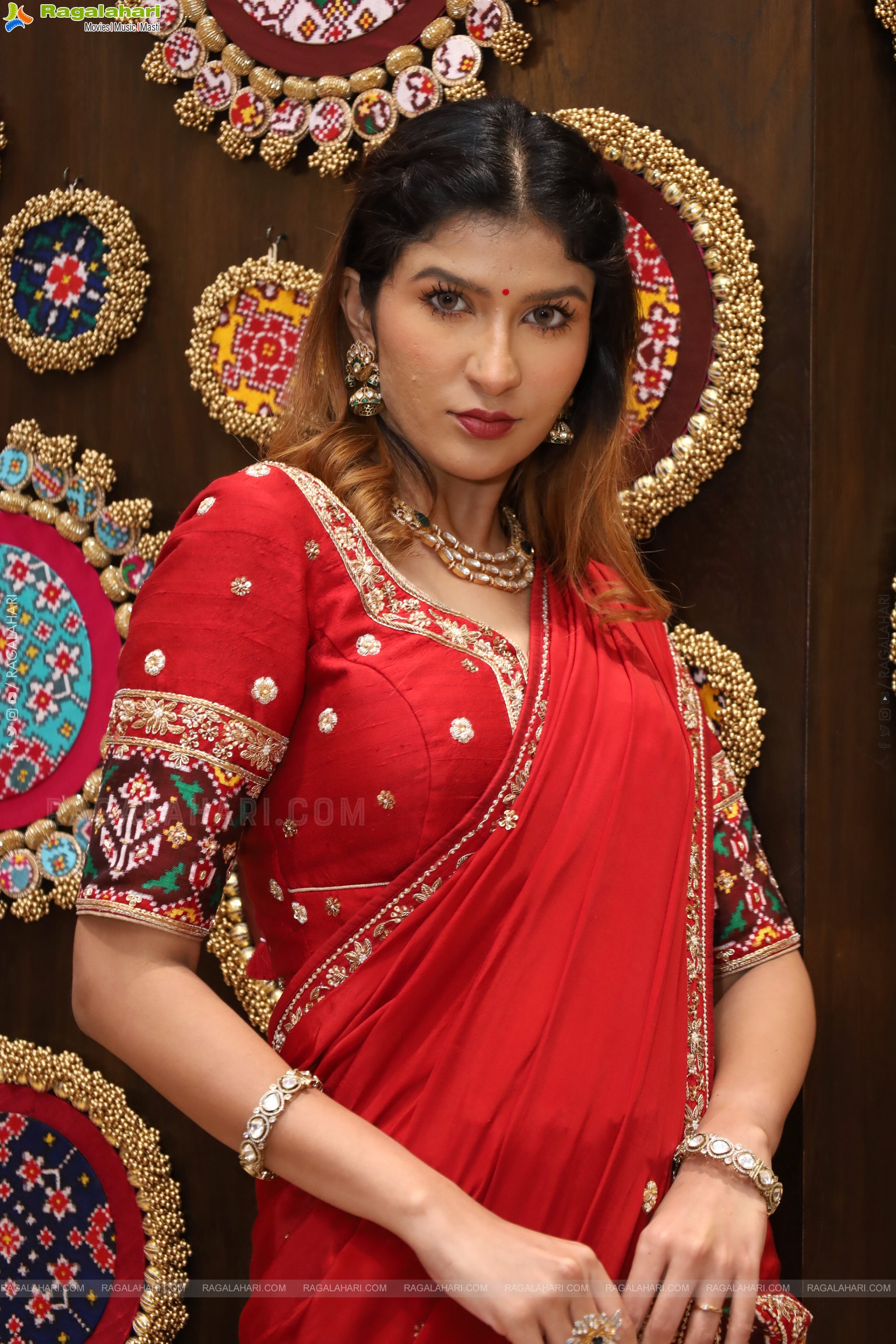 Riya Singh in Dazzling Red Designer Half Saree, HD Gallery