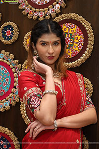 Riya Singh in Dazzling Red Designer Half Saree, HD Gallery