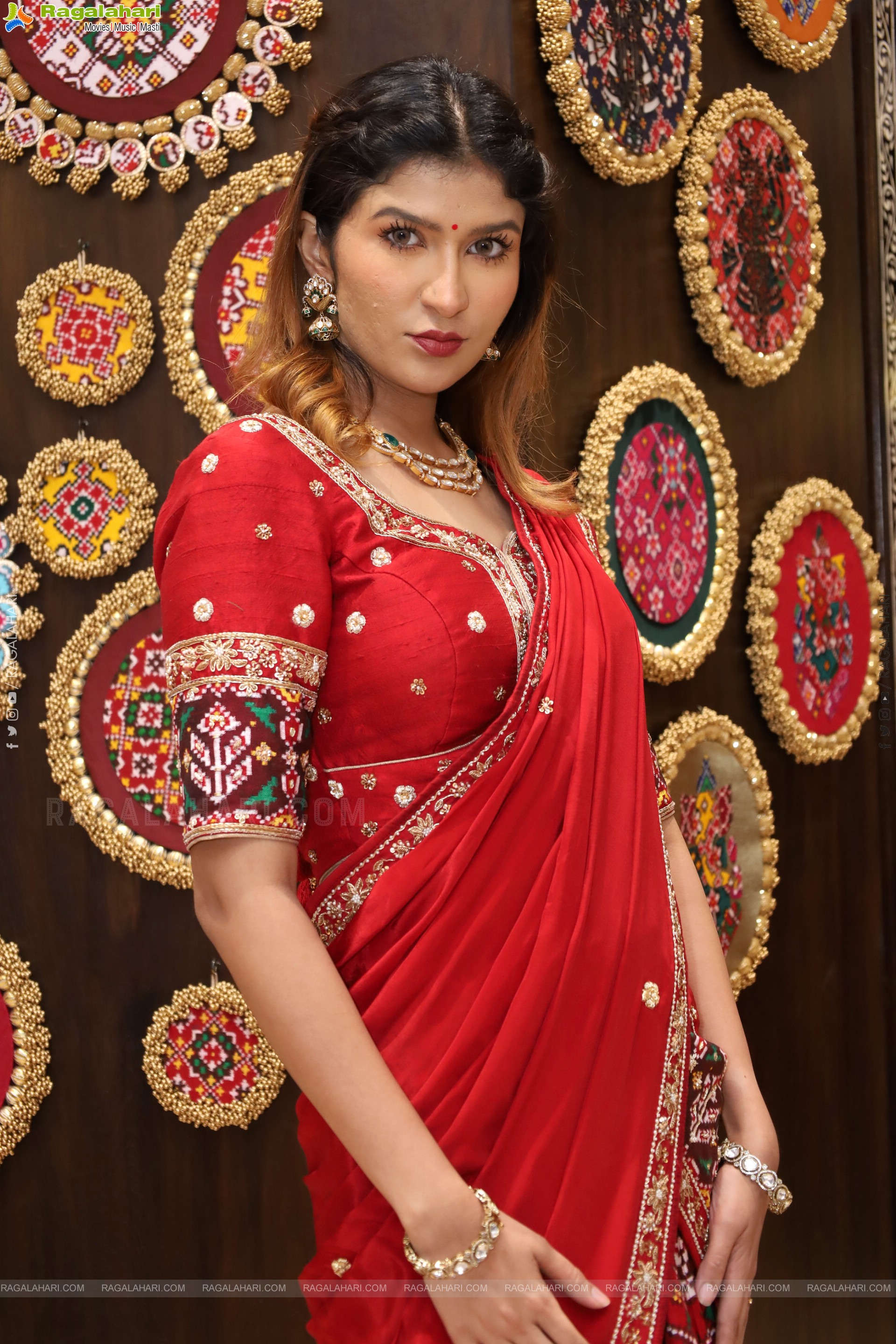 Riya Singh in Dazzling Red Designer Half Saree, HD Gallery