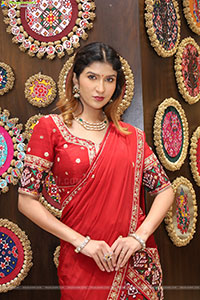 Riya Singh in Dazzling Red Designer Half Saree, HD Gallery