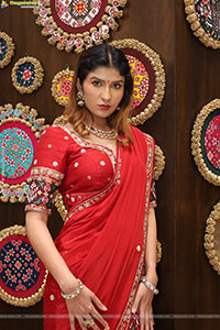 Riya Singh in Dazzling Red Designer Half Saree, HD Gallery