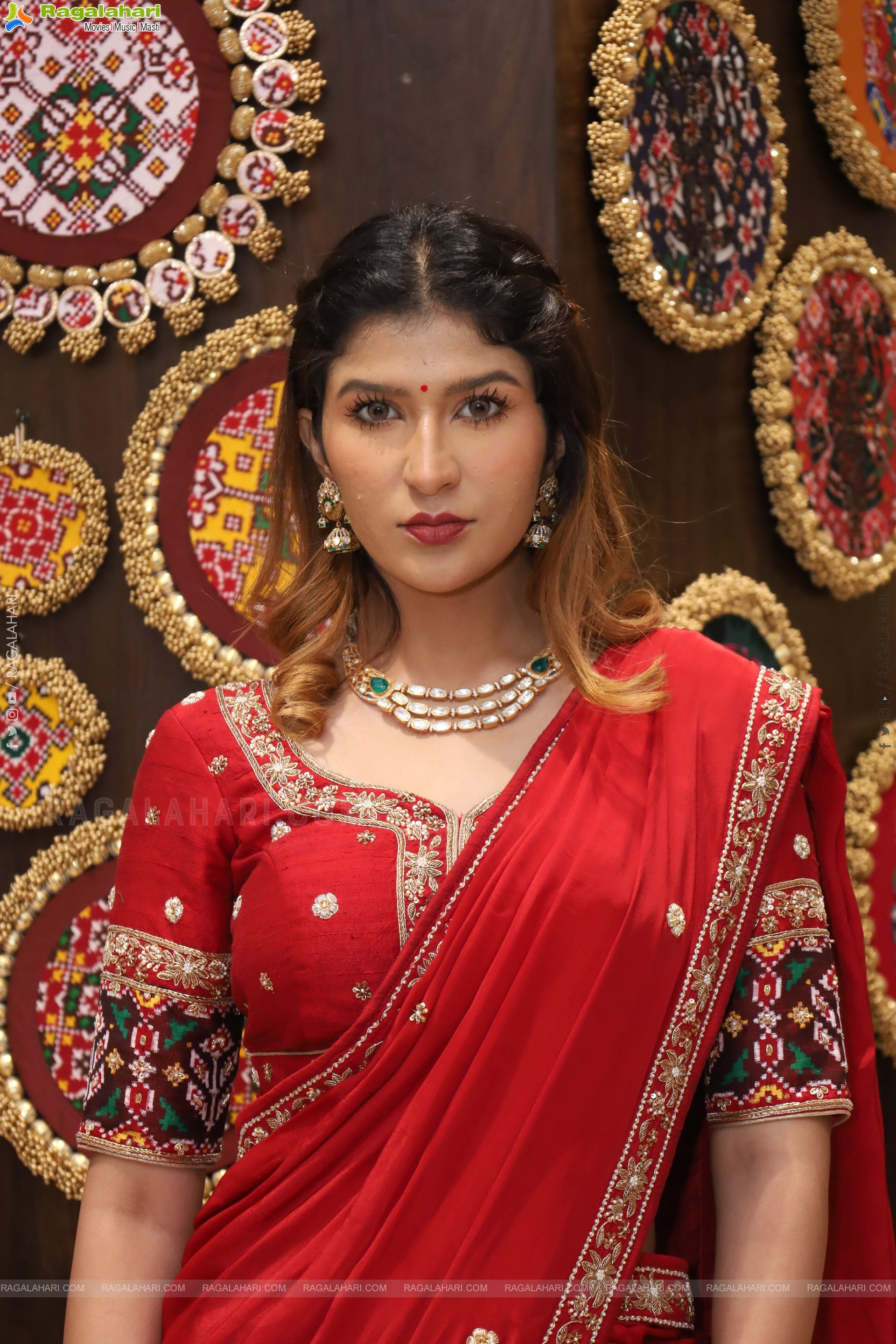 Riya Singh in Dazzling Red Designer Half Saree, HD Gallery