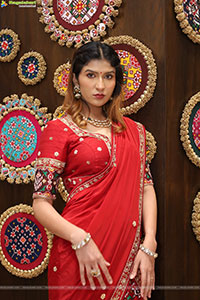 Riya Singh in Dazzling Red Designer Half Saree, HD Gallery