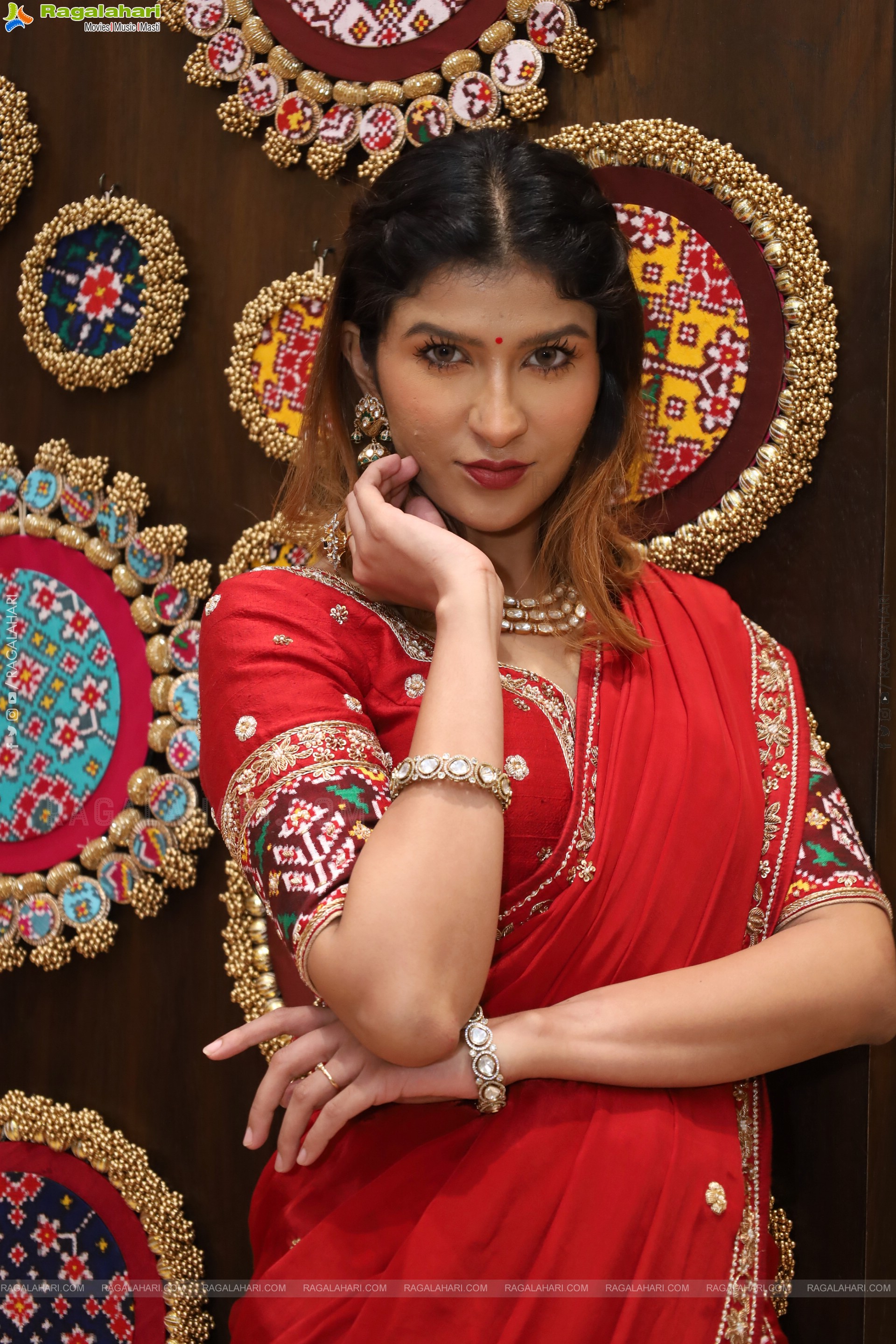 Riya Singh in Dazzling Red Designer Half Saree, HD Gallery