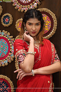 Riya Singh in Dazzling Red Designer Half Saree, HD Gallery
