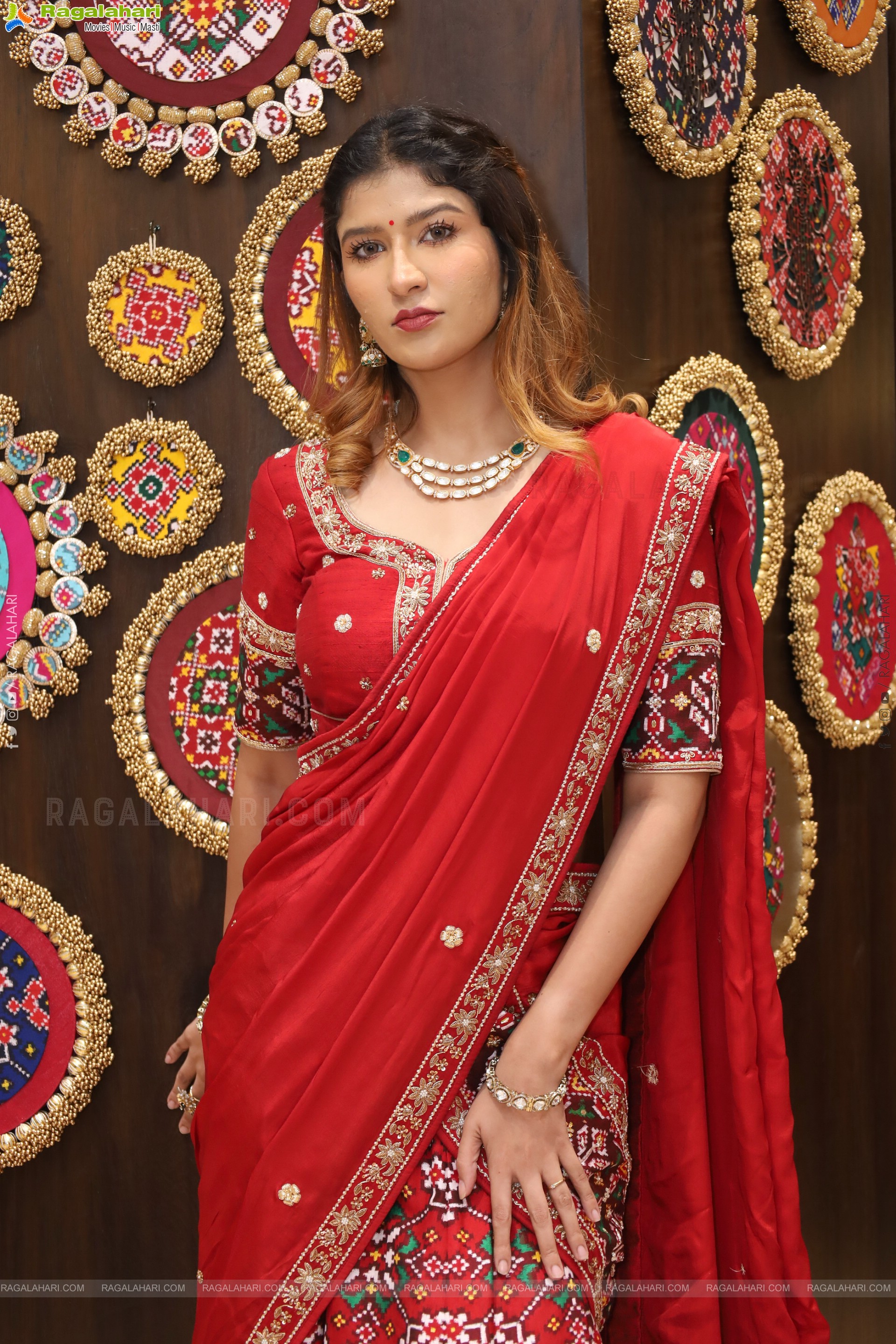 Riya Singh in Dazzling Red Designer Half Saree, HD Gallery
