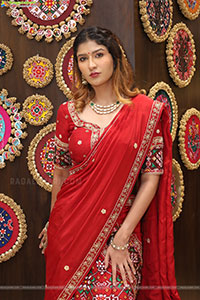 Riya Singh in Dazzling Red Designer Half Saree, HD Gallery