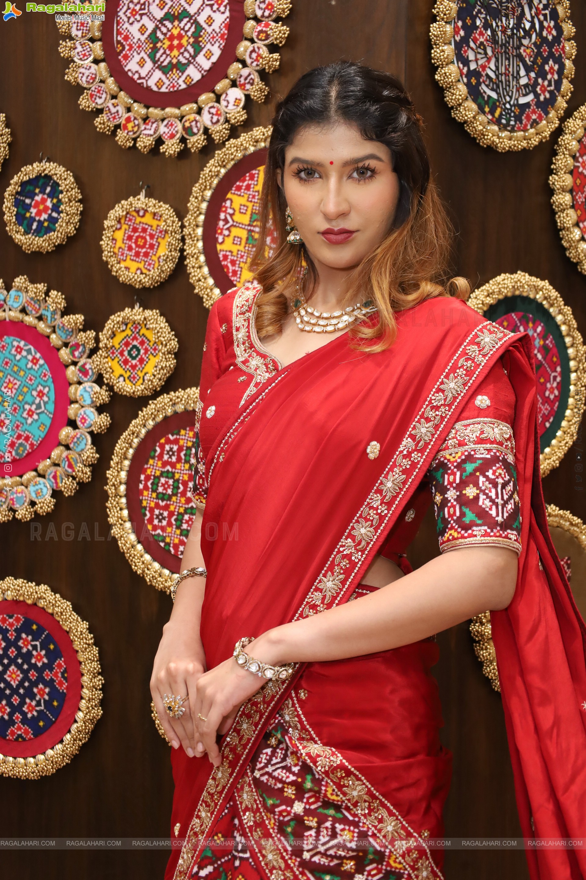 Riya Singh in Dazzling Red Designer Half Saree, HD Gallery