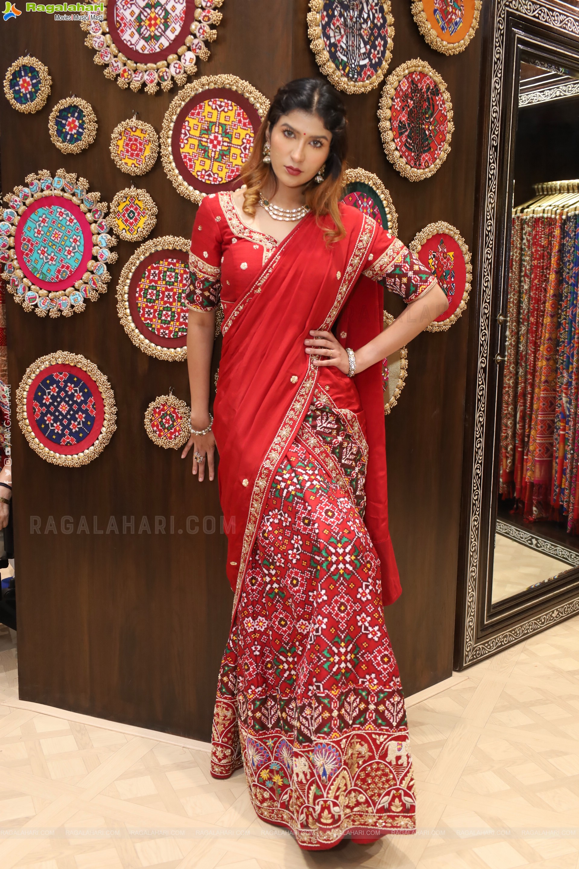Riya Singh in Dazzling Red Designer Half Saree, HD Gallery
