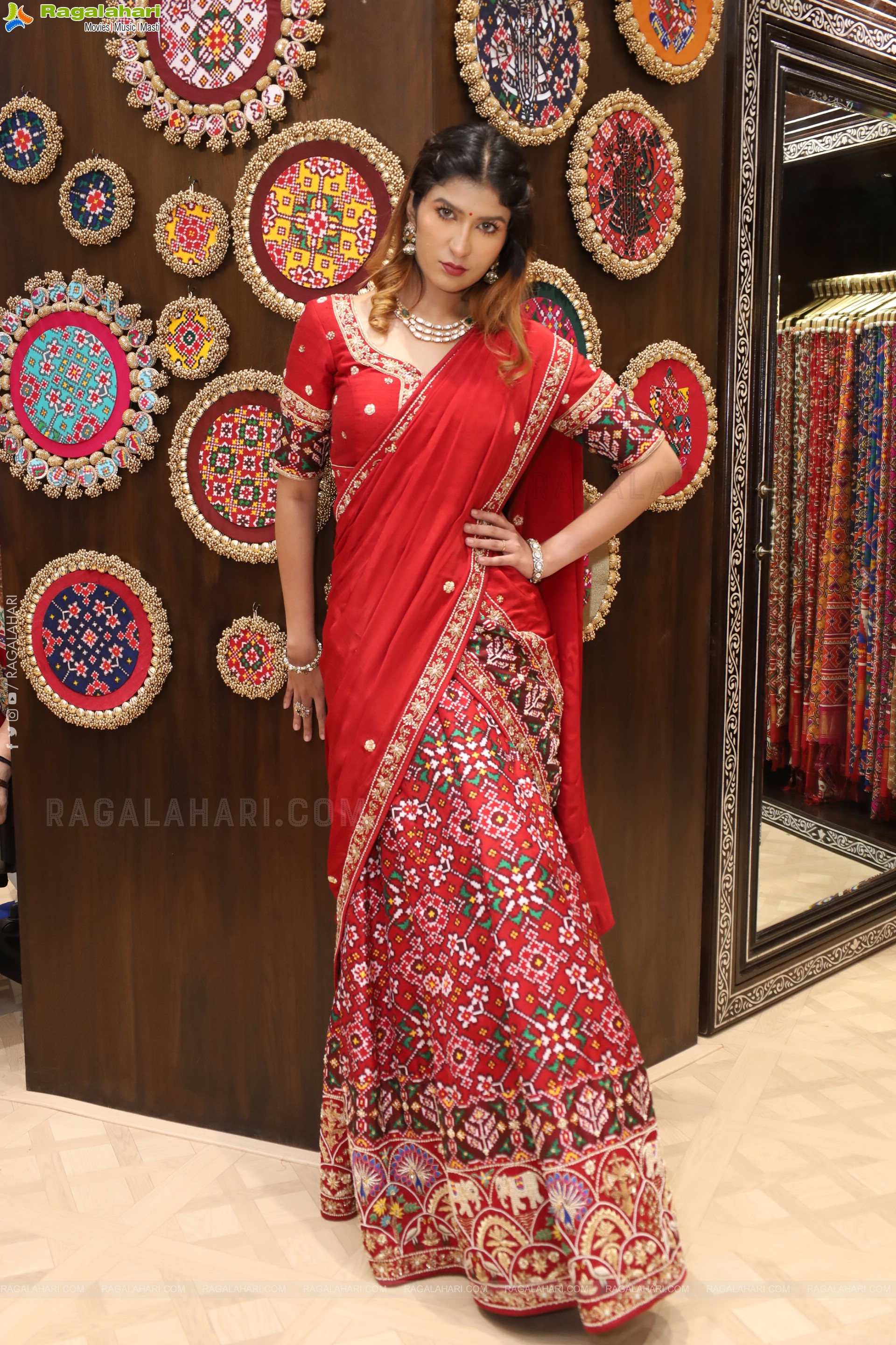 Riya Singh in Dazzling Red Designer Half Saree, HD Gallery