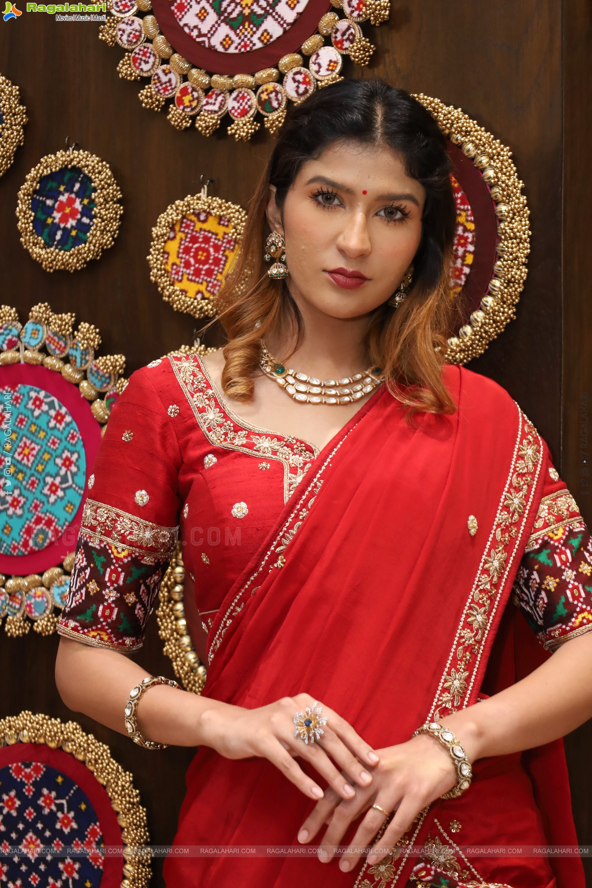 Riya Singh in Dazzling Red Designer Half Saree, HD Gallery