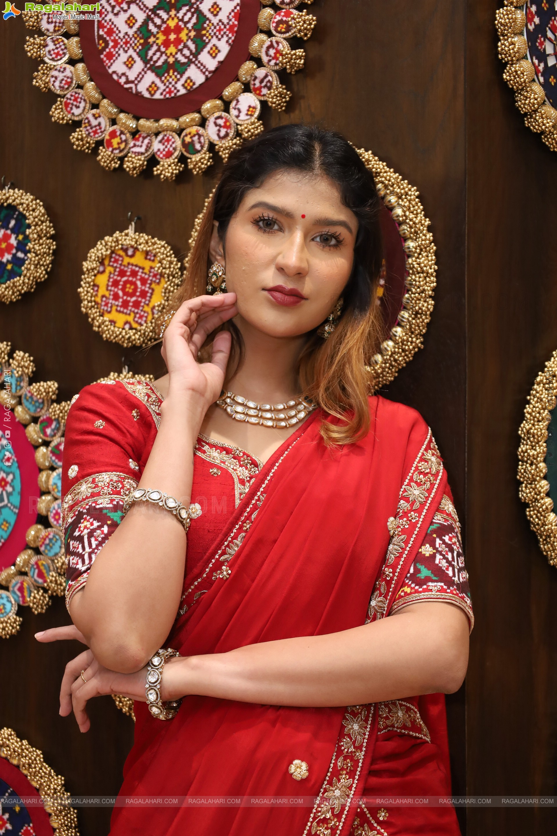 Riya Singh in Dazzling Red Designer Half Saree, HD Gallery
