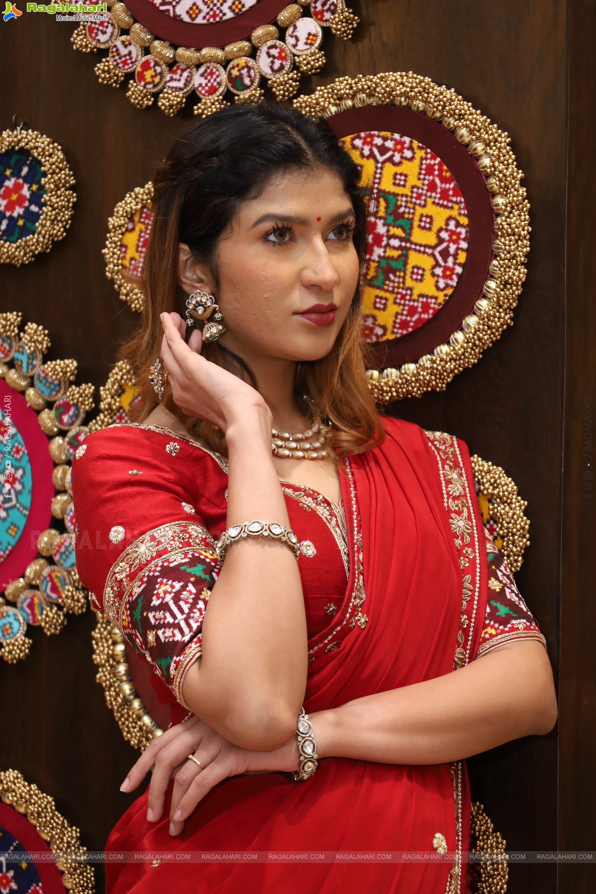 Riya Singh in Dazzling Red Designer Half Saree, HD Gallery