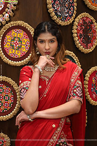 Riya Singh in Dazzling Red Designer Half Saree, HD Gallery