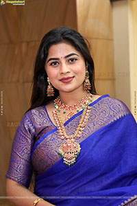 Siri Papa stills in Blue Designer Saree, HD Gallery