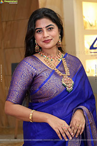 Siri Papa stills in Blue Designer Saree, HD Gallery