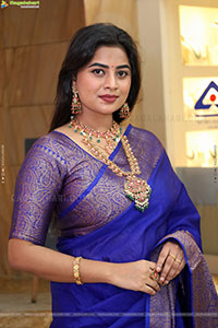 Siri Papa stills in Blue Designer Saree, HD Gallery