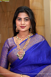 Siri Papa stills in Blue Designer Saree, HD Gallery