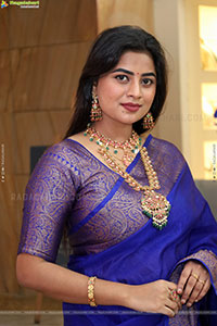 Siri Papa stills in Blue Designer Saree, HD Gallery