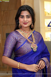 Siri Papa stills in Blue Designer Saree, HD Gallery