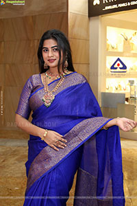 Siri Papa stills in Blue Designer Saree, HD Gallery