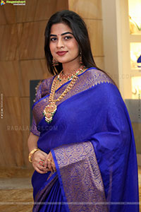 Siri Papa stills in Blue Designer Saree, HD Gallery