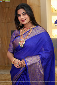 Siri Papa stills in Blue Designer Saree, HD Gallery