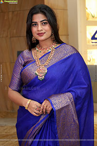 Siri Papa stills in Blue Designer Saree, HD Gallery