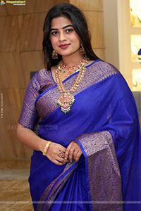 Siri Papa stills in Blue Designer Saree, HD Gallery