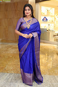 Siri Papa stills in Blue Designer Saree, HD Gallery