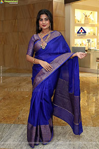 Siri Papa stills in Blue Designer Saree, HD Gallery