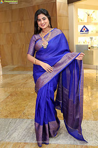 Siri Papa stills in Blue Designer Saree, HD Gallery