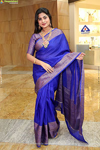 Siri Papa stills in Blue Designer Saree, HD Gallery