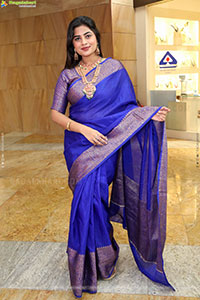 Siri Papa stills in Blue Designer Saree, HD Gallery
