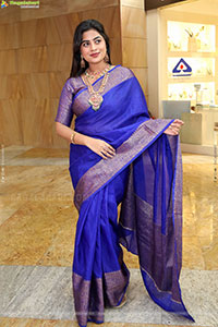 Siri Papa stills in Blue Designer Saree, HD Gallery