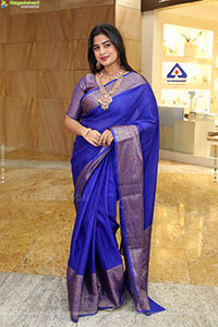 Siri Papa stills in Blue Designer Saree, HD Gallery