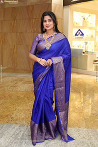Siri Papa stills in Blue Designer Saree, HD Gallery