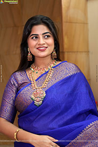 Siri Papa stills in Blue Designer Saree, HD Gallery