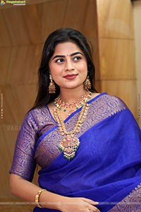 Siri Papa stills in Blue Designer Saree, HD Gallery
